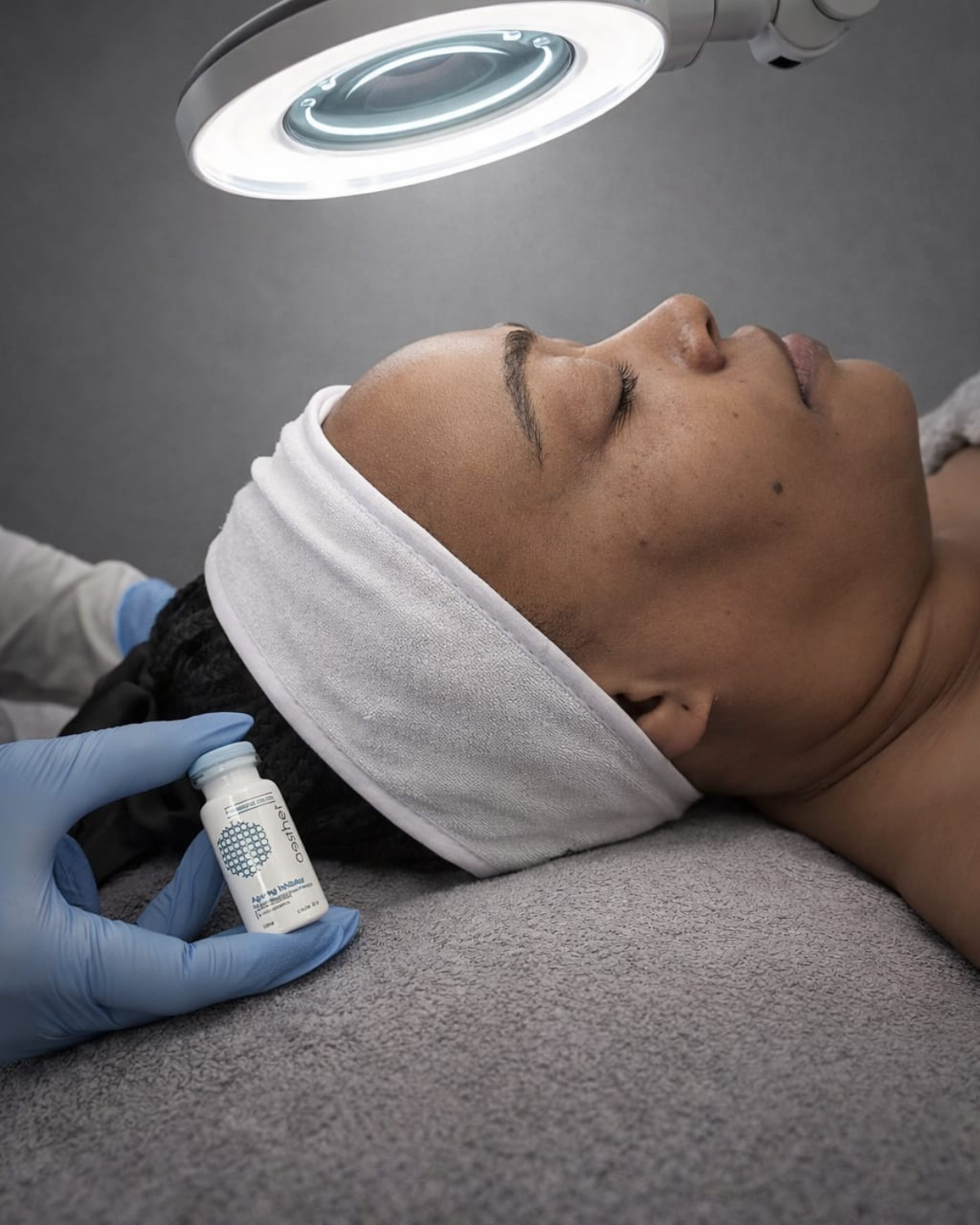 Skin treatment being performed in a clinical setting